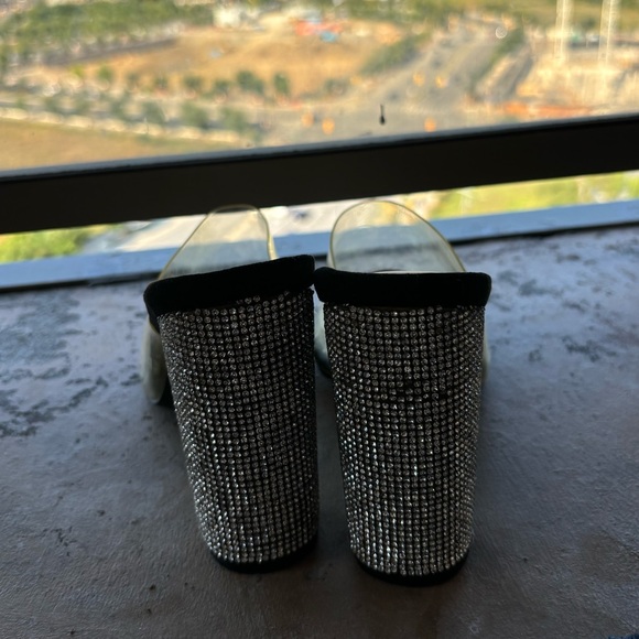 Black heels with sparkly block heel and clear strap. Size 8. - Picture 5 of 5
